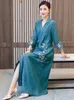Summer Chinese ethnic clothing Traditional Cheongsam Ao dai Vietnam 3/4 sleeve Women elegant dress embroidered Long gown Asia costume