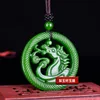 Chinês Xinjiang Verde Jade Duplo Lateral Hollow Cavalo Pingente de Mão Escultura Colar De Moda Amuleto Sorte Presentes Homens Camisola Cadeia