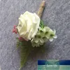 8 färg konstgjorda rosa blommor knapphål boutonniere brudgummen groomsman bästa man bröllop tillbehör prom party kostym dekoration