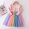 Bear Leader Girls Fashion Dress Summer Party Rainbow Colorful Costumes Kids Sweet Outfits Baby Vestidos Children Clothing 211224