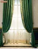 Tende per tende Custom Luxury Flanella europea Velluto ricamato Villa Green Cloth Blackout Valance Tulle Drapery C761