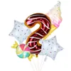 Decorazione per feste 5 pezzi per confezione Caramelle Ciambella Gelato Ballon Numero da 40 pollici Palloncini Compleanno Decorazioni Bambini Ragazzo Ragazza Età Foil Digital Globos 1st