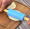 Silikon Rolling Pin Pizza Çerez Pişirme Için Yapışmaz Yüzey Ahşap Saplı 4 Renkler Hamur Silindirler Mutfak Aletleri BBB14399