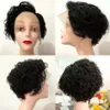 Parrucche di pizzo 13x4x1 con parte a T Parrucca di capelli umani brasiliani ricci corti per donne nere Densità 150% Colore naturale