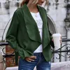 Solid Autumn Women Suede Coat Turn-down Collar Loose Long Sleeve Open Stitch Office Lady Jacket W241 210526