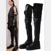 Stiefel Echtes Leder Lace-up Overknee Frauen Dicke Sohle Über Das Knie Winter Schuhe Reiten Botas Altas Mujer Sobre Rodilla