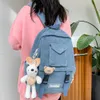 Mädchen Nette Student Kawaii Rucksack Corduroy College Damen Schultasche Streifen Weibliche Mode Rucksack Frauen Harajuku Bücher Tasche Cool Y0804