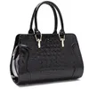 Womens handbags purse casual fashion totes bags bridal wedding solid color portable crocodile pattern patent leather lady bag203q
