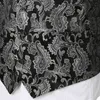 Мужские Черные Жилетки Slim Fit Мужчины 3 Шт. Жилет + галстук + платок набор Paisley Jacquard Tuxedo костюм для вечеринки свадьба 210522