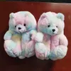 Pantoufles Lovely Plus Toddler Size Teddy Bear Slipper Confortable Maison Femme Furry Fur Slides 0217V23