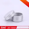 5g Small Round Silver Aluminum Packing Bottles with Screw Cap Cosmetic Tin Can Box Makeup Cream Sample Test Jar