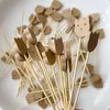 Disposable Dinnerware 100PCS Bamboo Decorative Toothpicks Cute Cocktail Sticks Bear Fruit Skewers Party Buffet Picks Home Derco