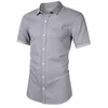 Gray Denim Jeans Shirt Men Brand Short Sleeve Slim Fit Cotton Jeans Mens 100% Cotton Cowboy Shirt Male Camisas Hombre 210522