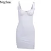 NEPLOE Rękawów Ruched Bodycon Sukienka Solid Solid Collar Slim Moda Summer Sukienka Beachwear Dresses Nowy 1d865 210423