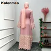 Dubai open abaya moslim hijab jurk vrouwen lace-up pluche kwast kimono jubah kaftan islamitische kleding caftan musulman lange gewaad casual jurken