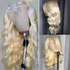 Fashion Redblondeblack Body Wave Wigs Human Hair 150 Pre Plucked With Babyhair Synthetic Lace Front Wig2090714
