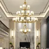 Nowy chiński styl lampa wisiorka Villa Living Room Club Projekt schodów Iron Lampy Building Mezzanine Dupleks Materiał