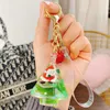 Mignon créatif Santa cristal porte-clés de luxe flottant mignon Mobile liquide Quicksand porte-clés femme sac bijoux pendentif porte-clés G1019