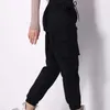 Drawstring byxor stora fickor last kvinnor hög midja lösa streetwear baggy byxor hip hop kvalitet joggers 210531