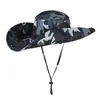 One Pc Outdoor Print Folding Fisherman Cap With Chin String Hats