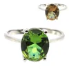 12x10mm Lovely Cute Created Color Changing Alexandrite Topaz for Girls Daily Wear Silver Rings hela droppkluster8160317