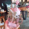 La dernière tasse à café en verre de paille Starbucks de 20,3 oz avec couvercle, tasse à eau de style maçon rose cerise, emballage séparé, prend en charge le logo personnalisé