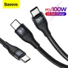 Cables para teléfonos móvilesPD 100W USB tipo C a tipo-C Cable 5A Cargador de carga rápida para Xiaomi Samsung Huawei 2 en 1 USB-C Fecha