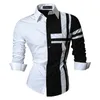 Camisas de vestido masculino jeansianos Casual elegante manga longa designer Botão para baixo Slim Fit Z014 Branco 210708