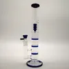 三重櫛Perc Hookahsガラスボンストレートチューブ鳥かごパーコレーターボンズ18mm水管油ダブリグ青緑色クリア