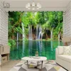 Landscape Curtain Cave Waterfall Living Room Bedroom Po Curtains 3d Simple Green blackout Curtain Ultra-thin Light Shading 210913