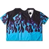 火の印刷のシャツの男性半袖カジュアルな特大サイズサイズメンズシャツ夏のナイトクラブビーチ化学Hompe Hip Hop Harajuku Camisas 210524