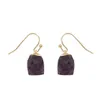 Ins oregelbundna snitt Original Stones Smycken Örhängen Charm Crystal Guldpläterad Naturlig Amethyst Faceted Post Stud Örhängen