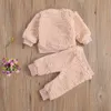 0-18m outono inverno nascido infantil bebê menina menino conjunto conjunto quente luxuosa manga comprida top calças para roupas 210515