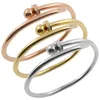 Luxe Merk Stijlvolle Schroeven Bangle voor Vrouwen Meisjes Rvs Zilver Goud Kleur Crystal Armbanden Decoratie Sieraden Accessoire Gift
