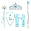 Is och snö 2 Princess Crown Necklace Snowflake Stick Glove Ring Earring Smycken Wig Barns uppsättning