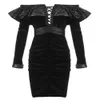 Ocstrade Runway Sexy vestito aderente senza spalline Autunno Inverno Donna manica lunga Black Club Night Party 210527