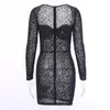 Sexy Mesh Leopard See-through Party Dress Women's Long Sleeve Square Collar Bodycon Mini Dresses Fashion Clubwear OMSJ 210517