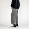 メンズジーンズPRルーズワイドレッグモッピング男性2022秋ファッションカジュアルパンツ男性ストリートウェア韓国人ヒップホップズボン