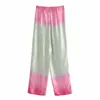 Diseño Vintage Tie Dye Wrap Pantalones Mujeres Cintura alta Casual Pantalones largos sueltos Streetwear Mujer Pantalones de verano 210514