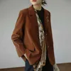 Autumn Winter Vintage Stylish Women's Blazer Elegant Long Sleeve Turn Down Collar Jacket Female Outerwear Chic Tops Ladies 210417