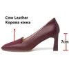 Горшок высокого качества обувь женщина квадратный носок женские натуральные кожаные каблуки каблуки бежевые 210528
