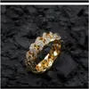 Zespół Drop Dostawa 2021 Biżuteria Pierścionki Mężczyźni Gold Sier Diament Ring Iced Out Out Cuban Link Chai Sqcfhq _dh Sa4vn