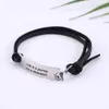 Teamer Lederseilname Armband für Männer Frauen Edelstahl Armbänder Wörter Text Charme Handgelenk Schmuck niemals aufgeben Geschenke Q0719