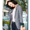 Elegante kantoor vrouwelijke blazer hoge kwaliteit plus size vrouwen casual plaid professionele pak jas temperament dames jas 210527