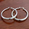 925 Sterling Silver Solid Smooth Circle 40mm Hoop Earrings For Woman Wedding Engagement Party Fashion Charm Jewelry 2697 Q2
