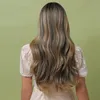 Synthetische Perücken Henry Margu Long Wavy Green Blonde Braun Ombre Perücke Natürliche Cosplay Haar für Frauen CosplaySalon Hitzebeständig