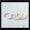Ювелирные изделия S925 Serling Sier для женщин Открыть простую полосу кольца Мода падения доставки 2021 VF7YJ