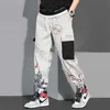 Mens Mode Cargo Byxor Snyggt mönster Skriv ut Loose Streetwear Trousers Plus Size Man Casual Jogger Byxor Sweatpants 211008