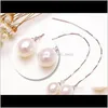 Stud Earrings Jewelry Drop Delivery 2021 1 Pair 8-9Mm Rice Shape White Natural Freshwater Pearl Ear Line Fashion Earring S925 Tremella Nail R