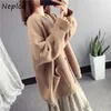 Neploe Fashion Basic Women Knitted Cardigans Solid Loose Casual Long Sleeve Elegant Sweaters Coat Female Jacket 1E796 210423